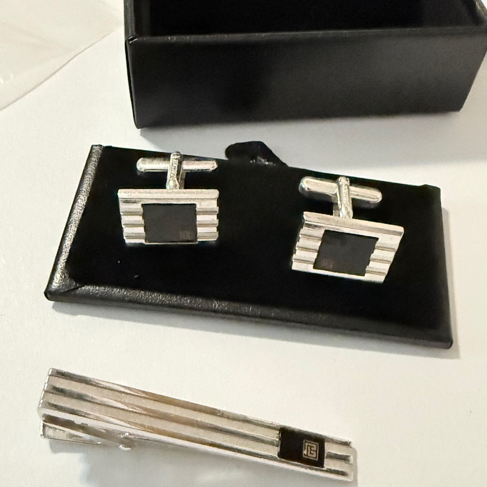 Silver and Black enamel Cufflinks